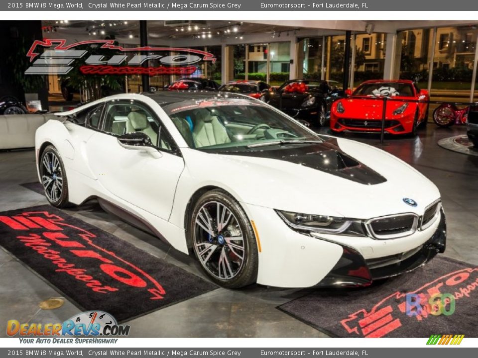 2015 BMW i8 Mega World Crystal White Pearl Metallic / Mega Carum Spice Grey Photo #18