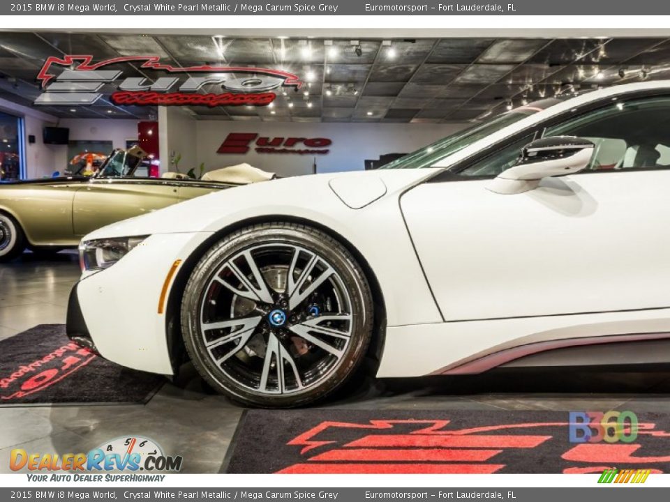 2015 BMW i8 Mega World Crystal White Pearl Metallic / Mega Carum Spice Grey Photo #28