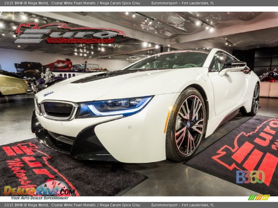 2015 BMW i8 Mega World Crystal White Pearl Metallic / Mega Carum Spice Grey Photo #30