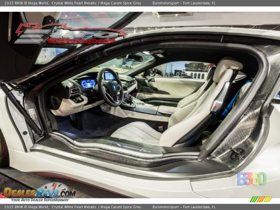 2015 BMW i8 Mega World Crystal White Pearl Metallic / Mega Carum Spice Grey Photo #45