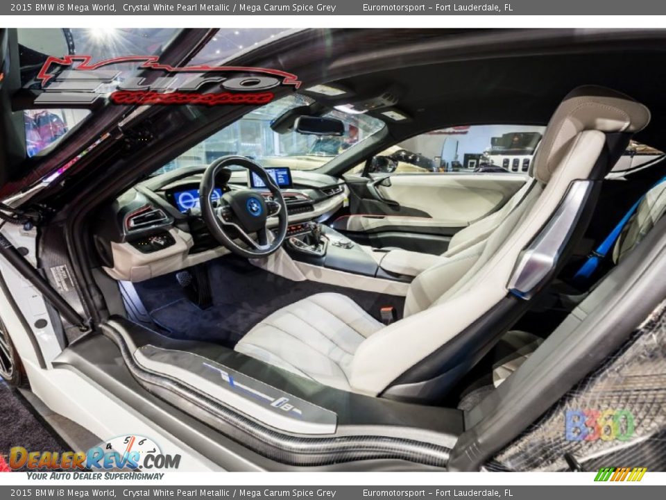 2015 BMW i8 Mega World Crystal White Pearl Metallic / Mega Carum Spice Grey Photo #46