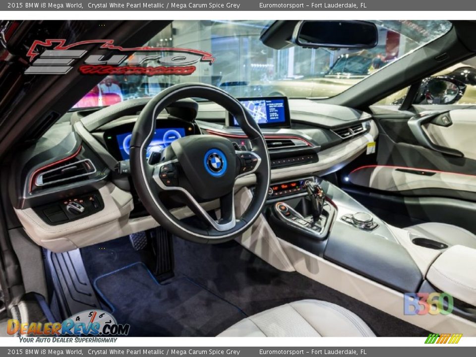 2015 BMW i8 Mega World Crystal White Pearl Metallic / Mega Carum Spice Grey Photo #47