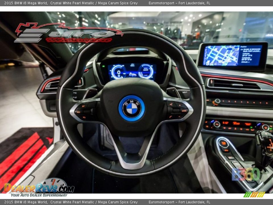 2015 BMW i8 Mega World Crystal White Pearl Metallic / Mega Carum Spice Grey Photo #53