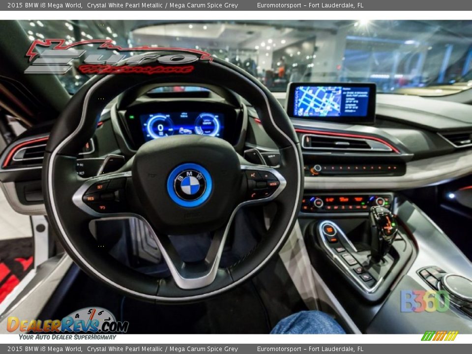 2015 BMW i8 Mega World Crystal White Pearl Metallic / Mega Carum Spice Grey Photo #54