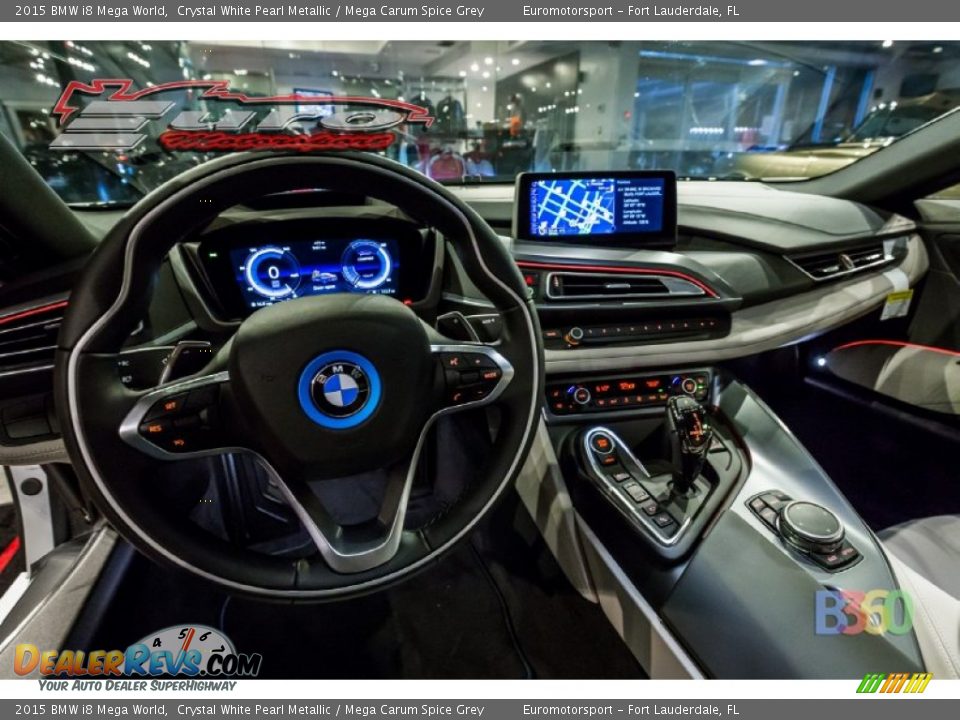 2015 BMW i8 Mega World Crystal White Pearl Metallic / Mega Carum Spice Grey Photo #56