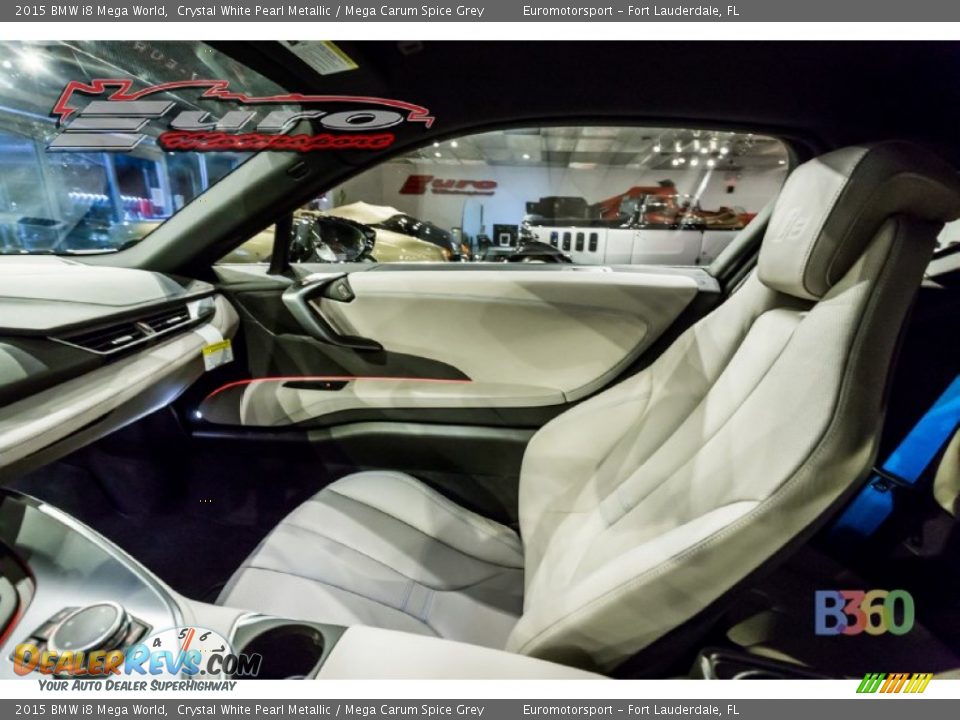 2015 BMW i8 Mega World Crystal White Pearl Metallic / Mega Carum Spice Grey Photo #57