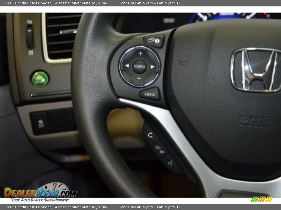 2015 Honda Civic LX Sedan Alabaster Silver Metallic / Gray Photo #19