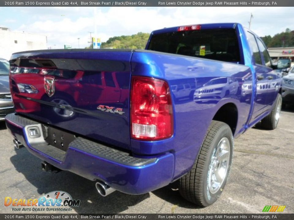 2016 Ram 1500 Express Quad Cab 4x4 Blue Streak Pearl / Black/Diesel Gray Photo #6