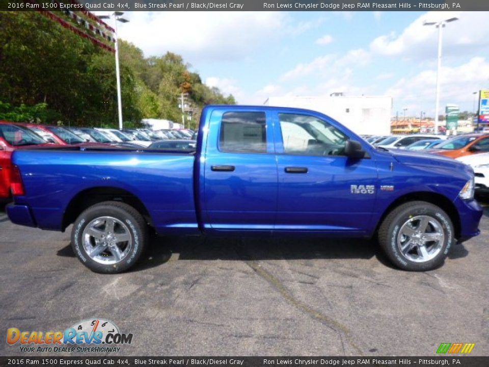 2016 Ram 1500 Express Quad Cab 4x4 Blue Streak Pearl / Black/Diesel Gray Photo #7