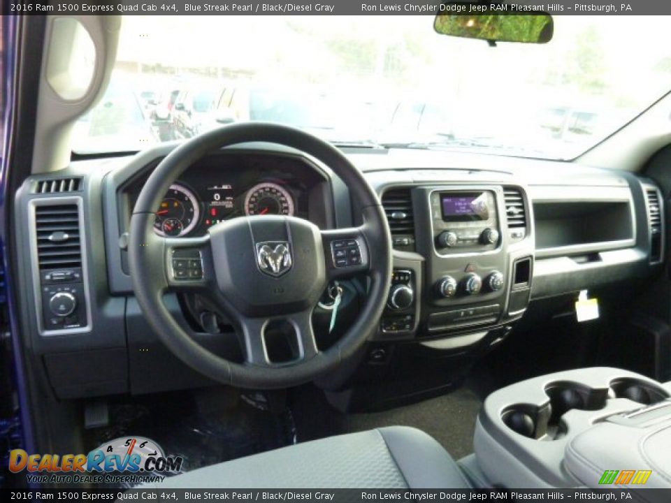 2016 Ram 1500 Express Quad Cab 4x4 Blue Streak Pearl / Black/Diesel Gray Photo #13