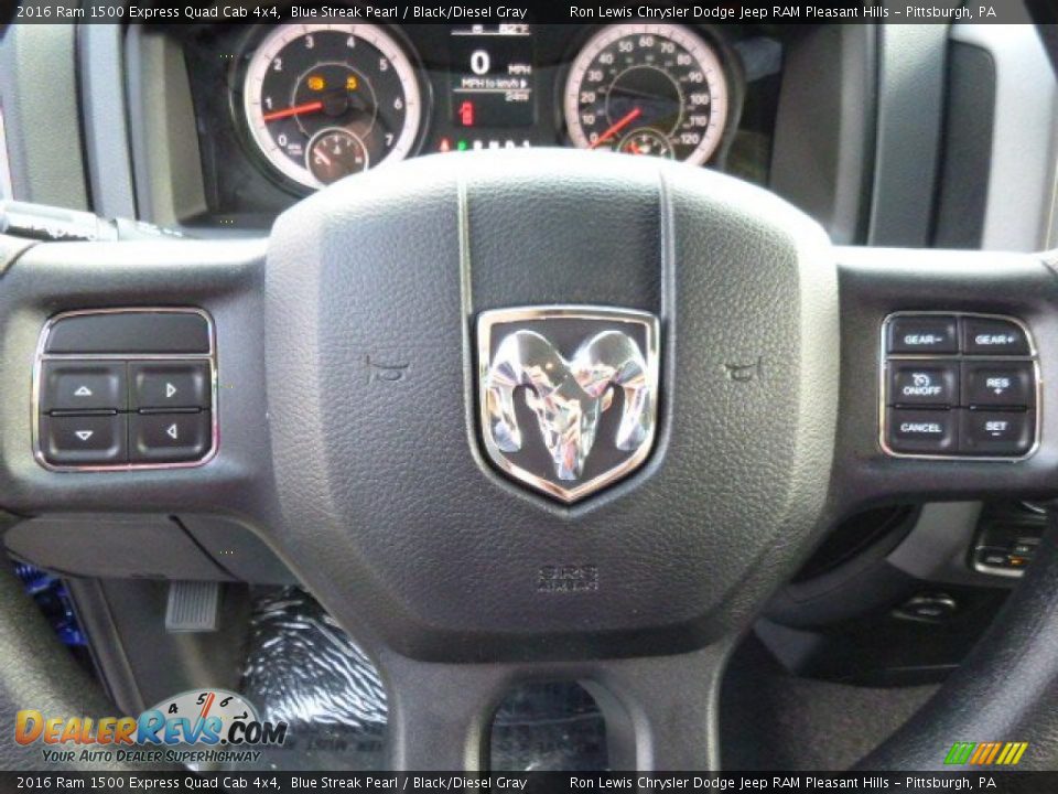 2016 Ram 1500 Express Quad Cab 4x4 Blue Streak Pearl / Black/Diesel Gray Photo #15