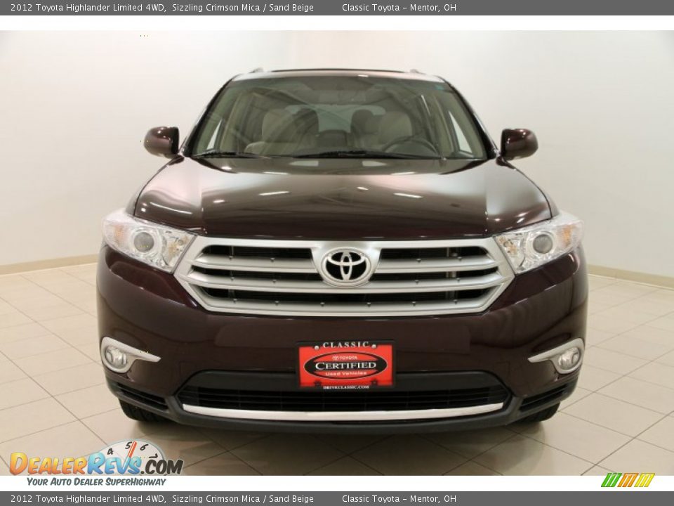 2012 Toyota Highlander Limited 4WD Sizzling Crimson Mica / Sand Beige Photo #2
