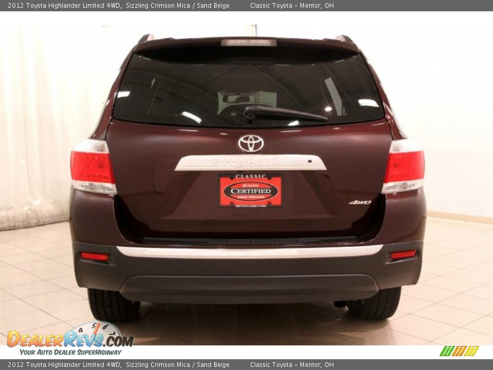 2012 Toyota Highlander Limited 4WD Sizzling Crimson Mica / Sand Beige Photo #27