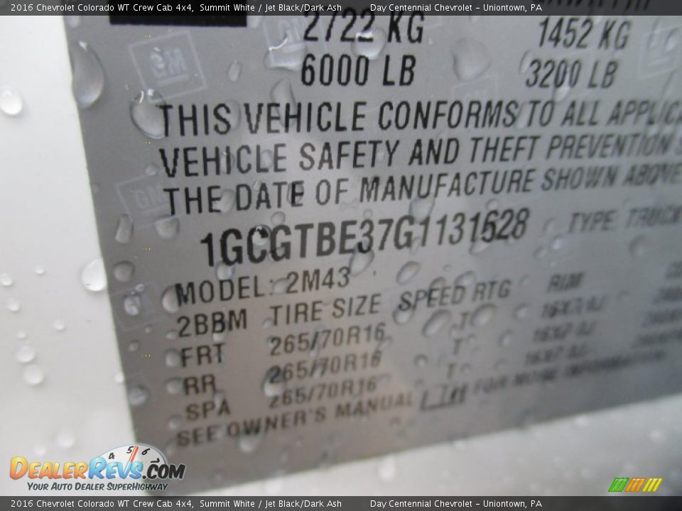 2016 Chevrolet Colorado WT Crew Cab 4x4 Summit White / Jet Black/Dark Ash Photo #19