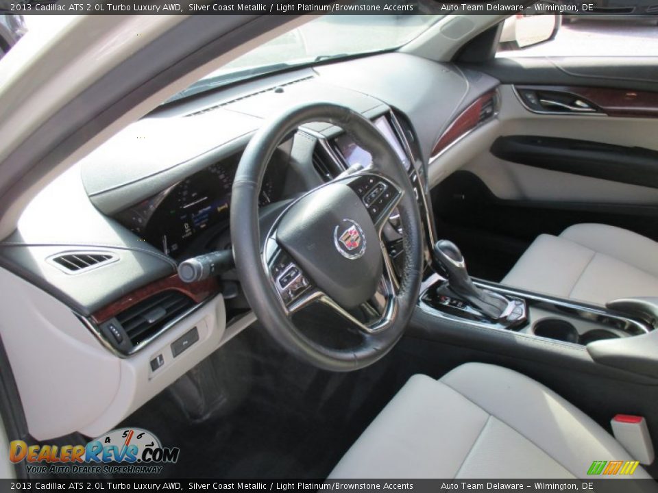 2013 Cadillac ATS 2.0L Turbo Luxury AWD Silver Coast Metallic / Light Platinum/Brownstone Accents Photo #12
