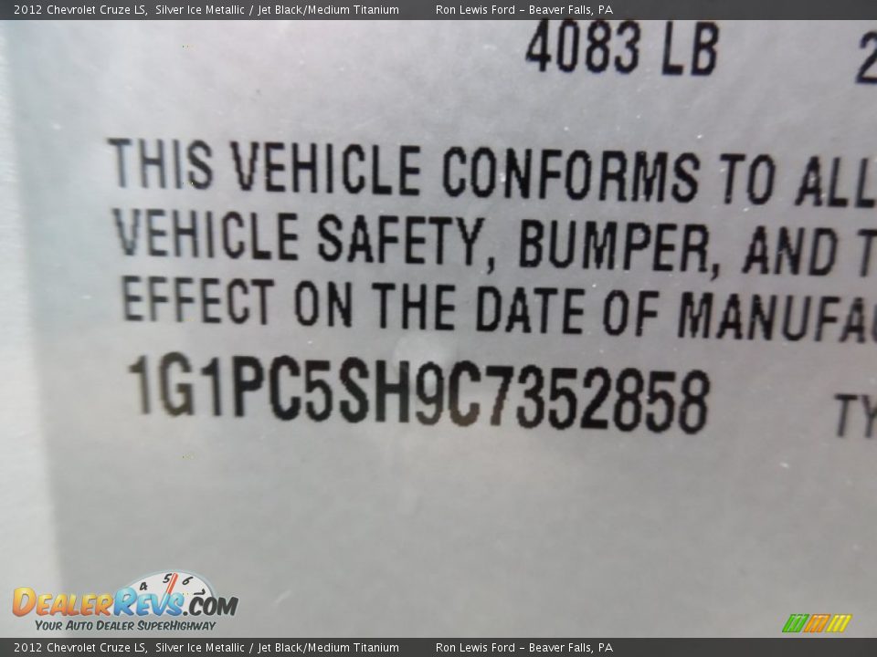 2012 Chevrolet Cruze LS Silver Ice Metallic / Jet Black/Medium Titanium Photo #15