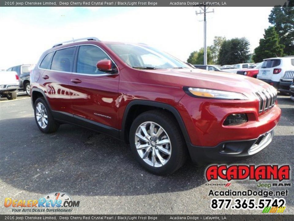 2016 Jeep Cherokee Limited Deep Cherry Red Crystal Pearl / Black/Light Frost Beige Photo #4