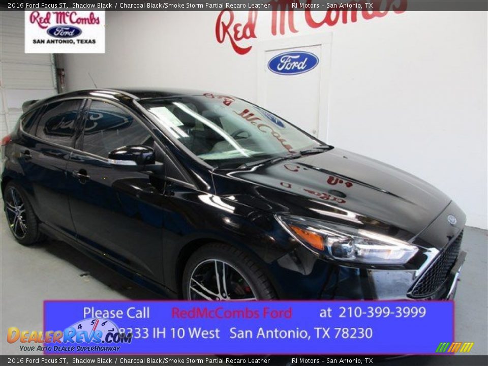 2016 Ford Focus ST Shadow Black / Charcoal Black/Smoke Storm Partial Recaro Leather Photo #1