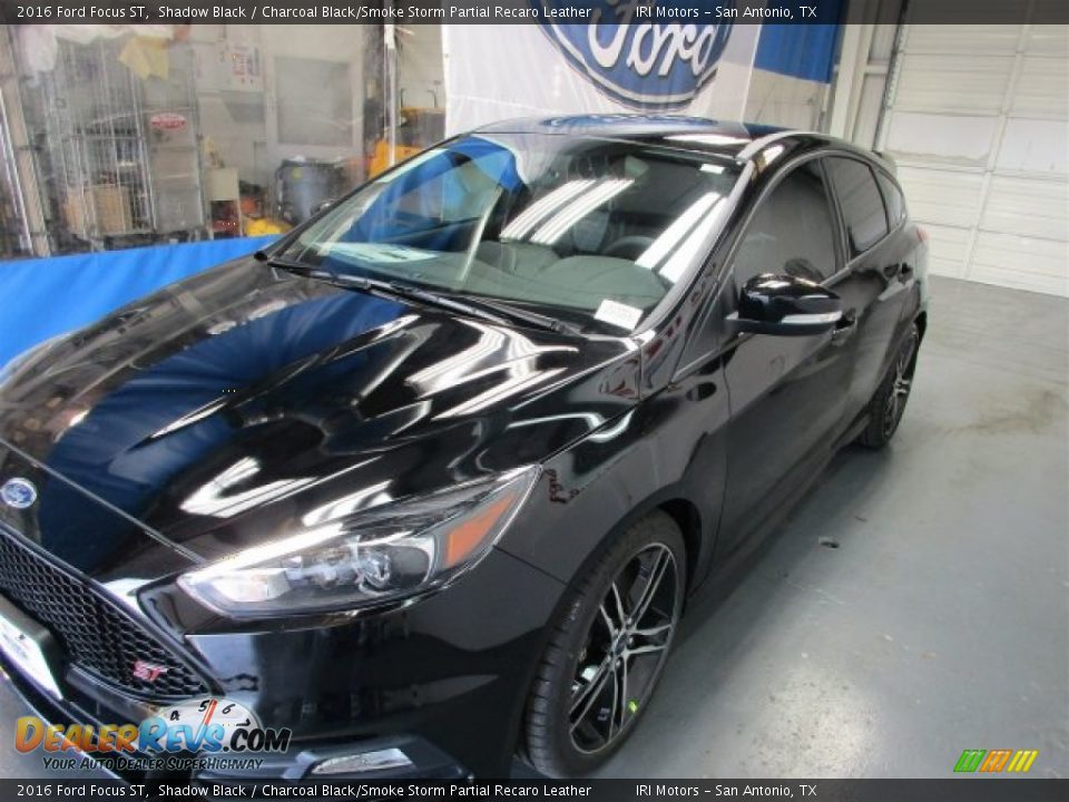 2016 Ford Focus ST Shadow Black / Charcoal Black/Smoke Storm Partial Recaro Leather Photo #4