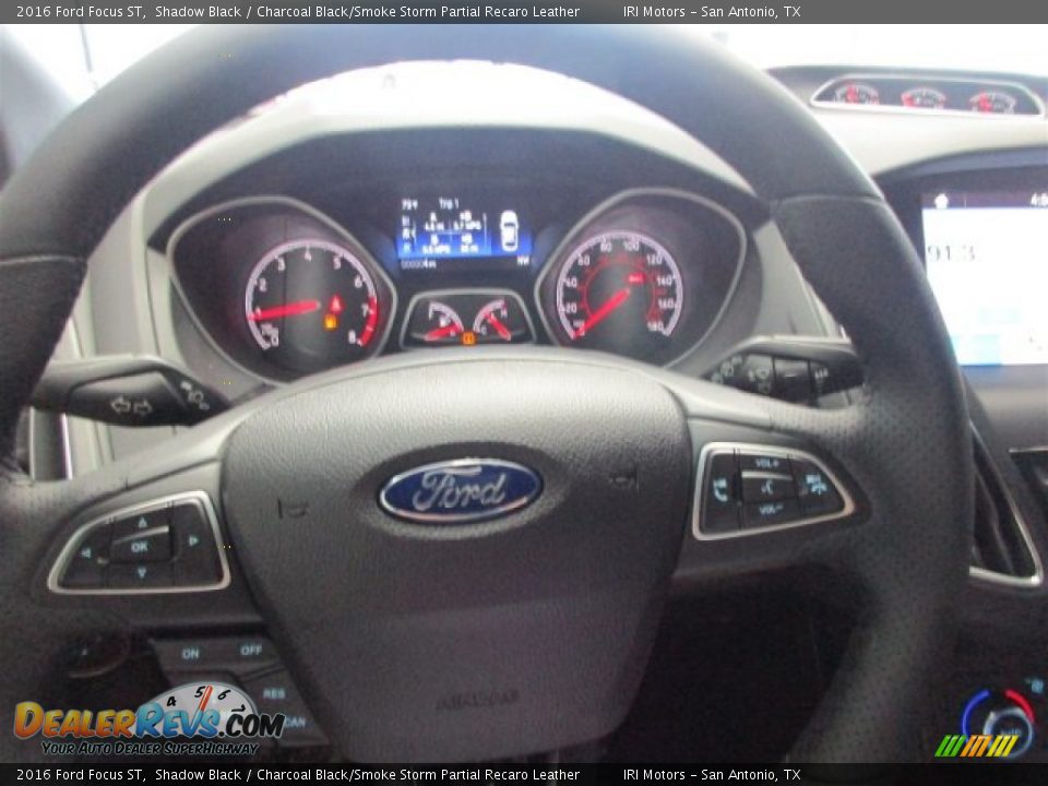2016 Ford Focus ST Shadow Black / Charcoal Black/Smoke Storm Partial Recaro Leather Photo #23
