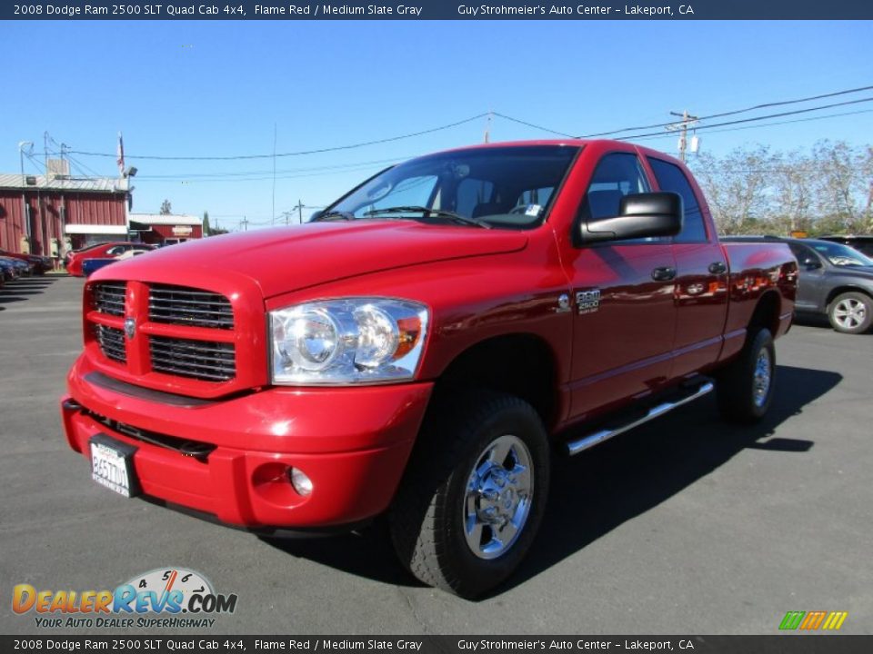 2008 Dodge Ram 2500 SLT Quad Cab 4x4 Flame Red / Medium Slate Gray Photo #3