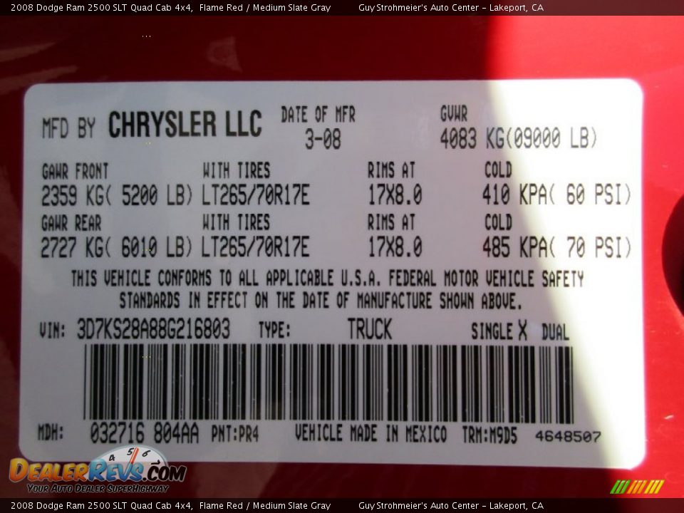 2008 Dodge Ram 2500 SLT Quad Cab 4x4 Flame Red / Medium Slate Gray Photo #26