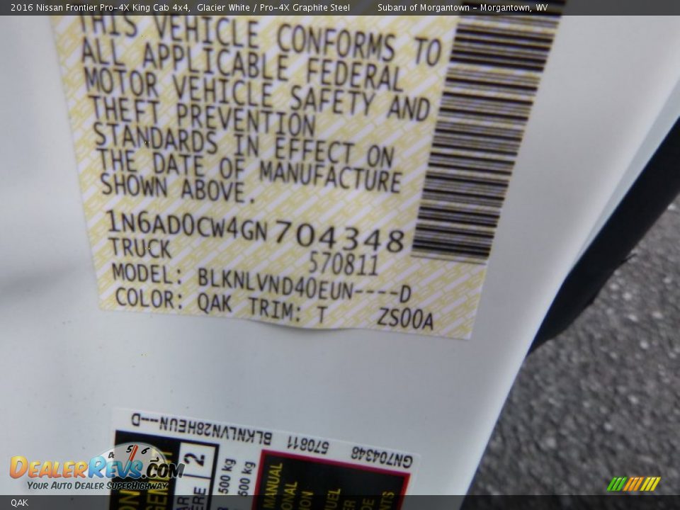 Nissan Color Code QAK Glacier White