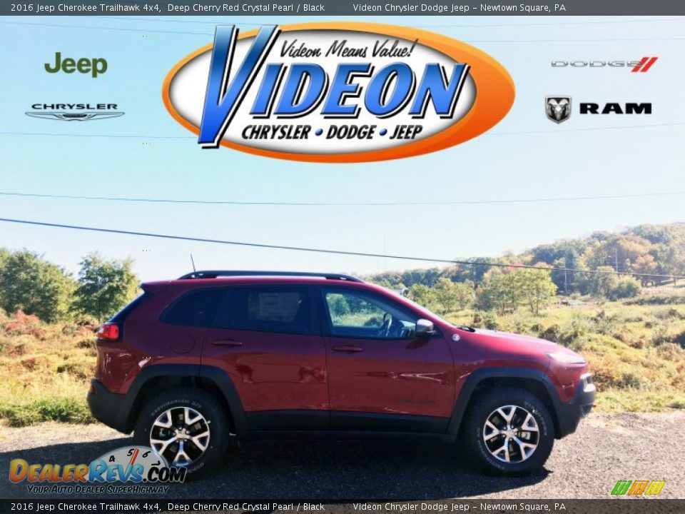 2016 Jeep Cherokee Trailhawk 4x4 Deep Cherry Red Crystal Pearl / Black Photo #1