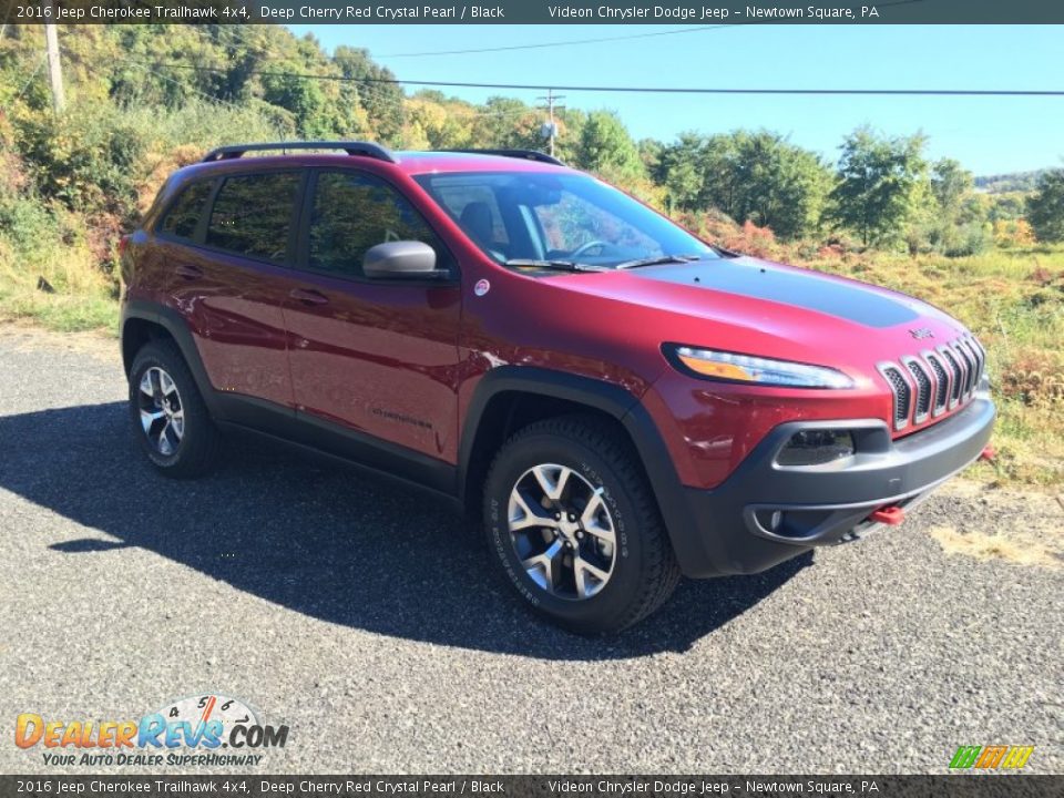 2016 Jeep Cherokee Trailhawk 4x4 Deep Cherry Red Crystal Pearl / Black Photo #2