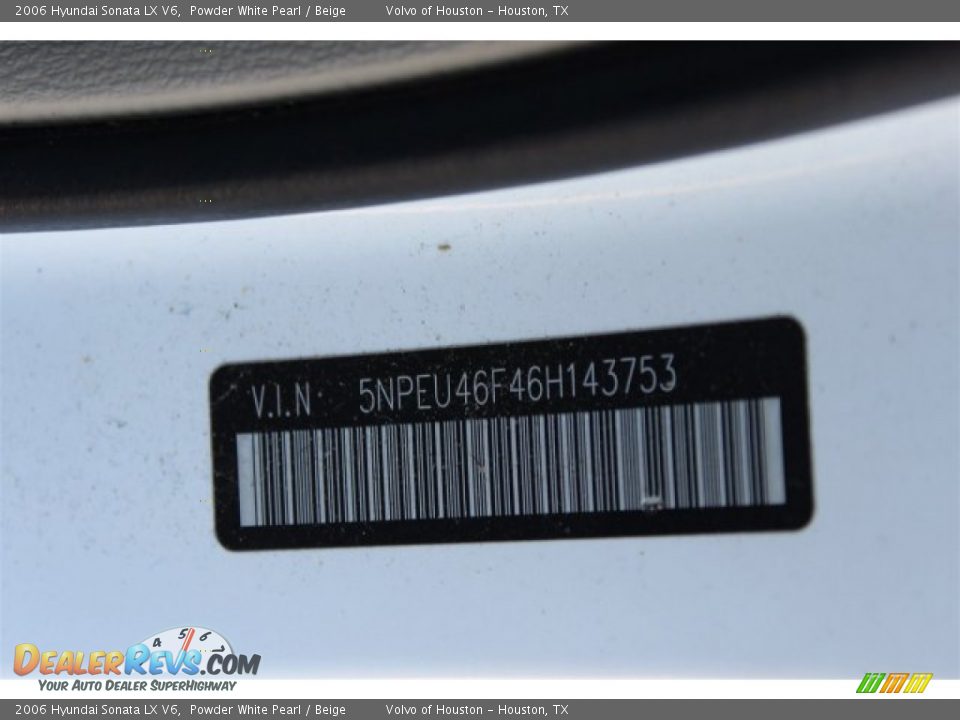 2006 Hyundai Sonata LX V6 Powder White Pearl / Beige Photo #34