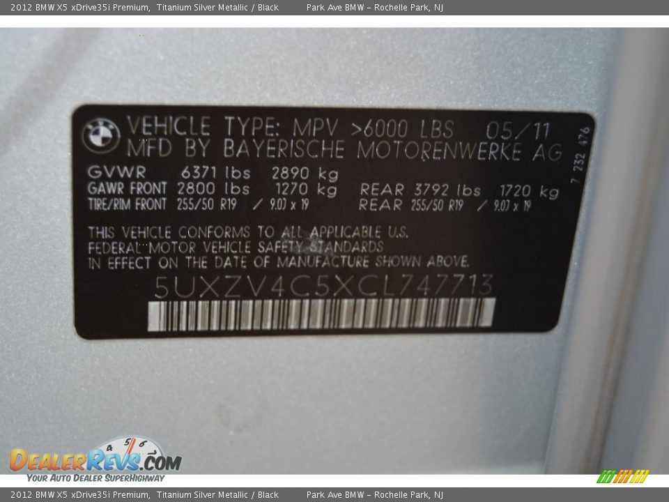 2012 BMW X5 xDrive35i Premium Titanium Silver Metallic / Black Photo #34