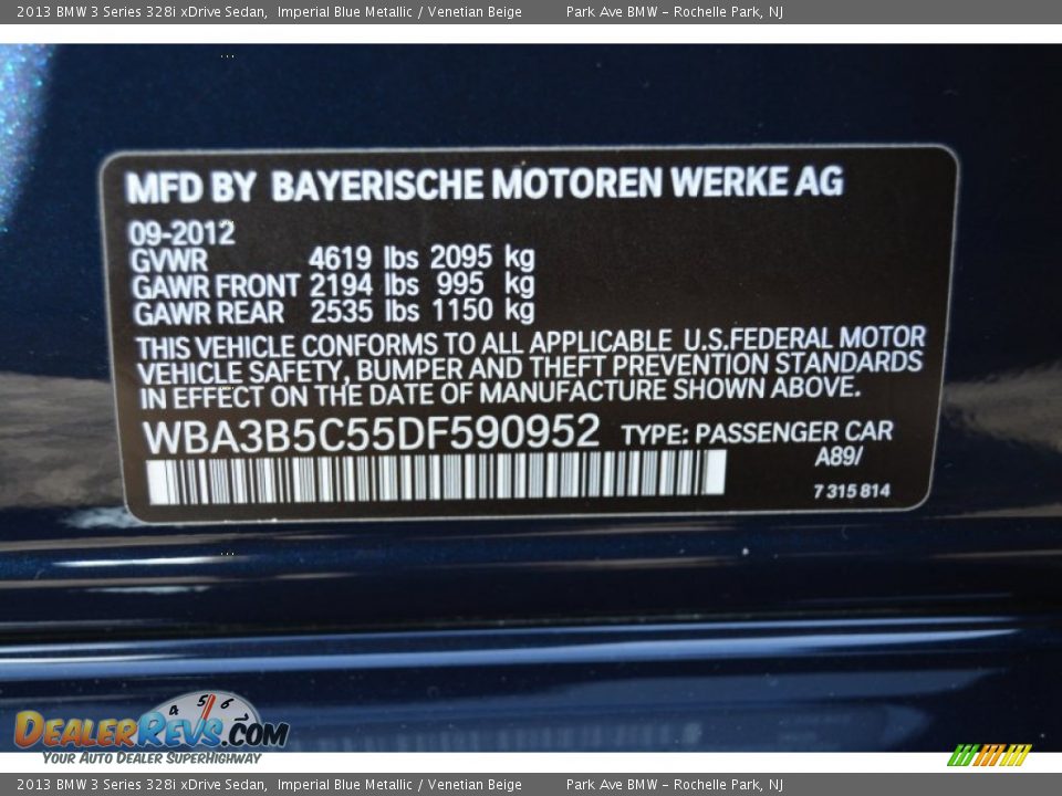 2013 BMW 3 Series 328i xDrive Sedan Imperial Blue Metallic / Venetian Beige Photo #34