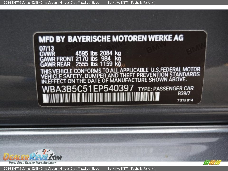 2014 BMW 3 Series 328i xDrive Sedan Mineral Grey Metallic / Black Photo #34