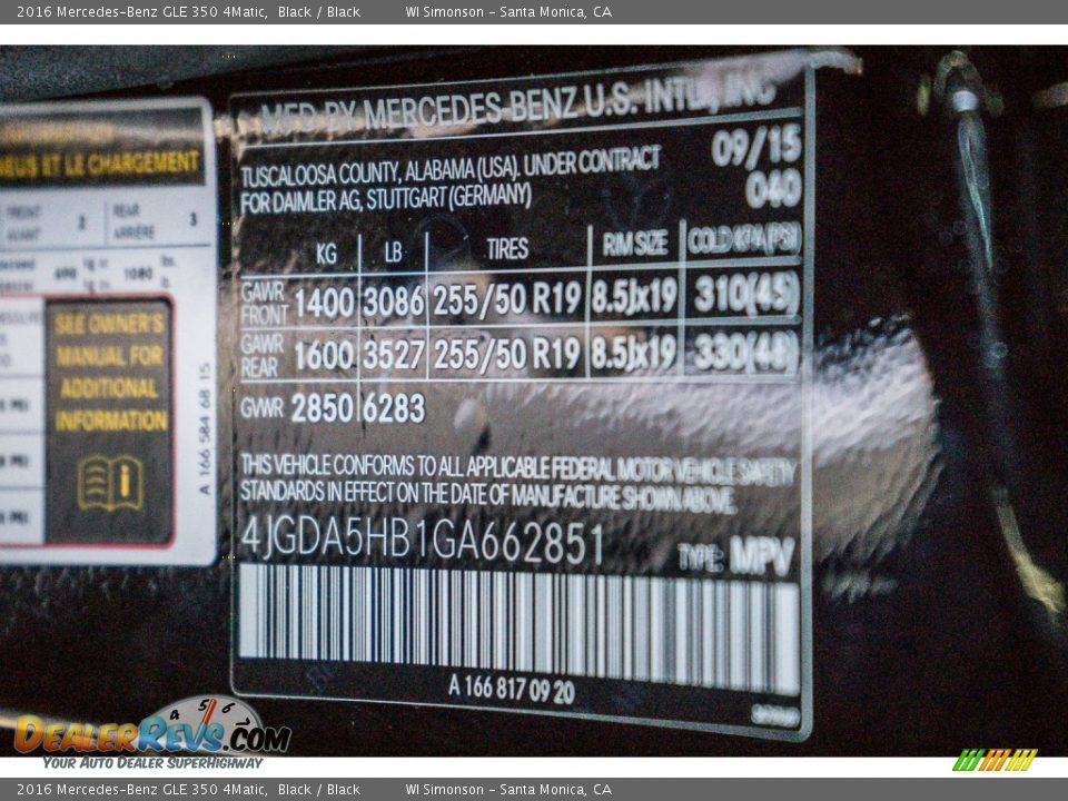 2016 Mercedes-Benz GLE 350 4Matic Black / Black Photo #8