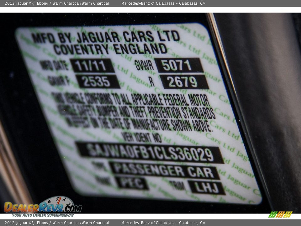 2012 Jaguar XF Ebony / Warm Charcoal/Warm Charcoal Photo #24