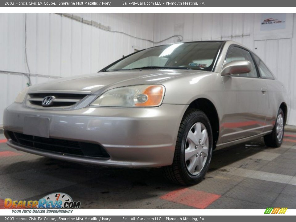 2003 Honda Civic EX Coupe Shoreline Mist Metallic / Ivory Photo #3