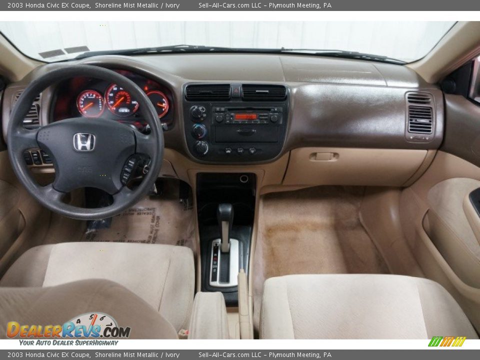 2003 Honda Civic EX Coupe Shoreline Mist Metallic / Ivory Photo #19