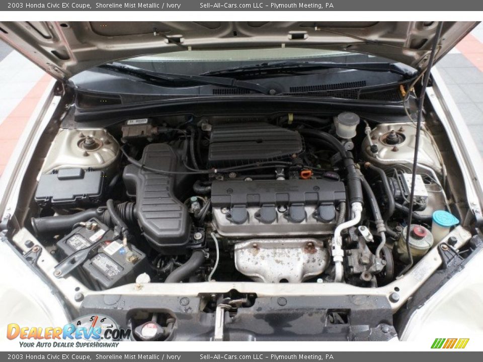 2003 Honda Civic EX Coupe Shoreline Mist Metallic / Ivory Photo #28