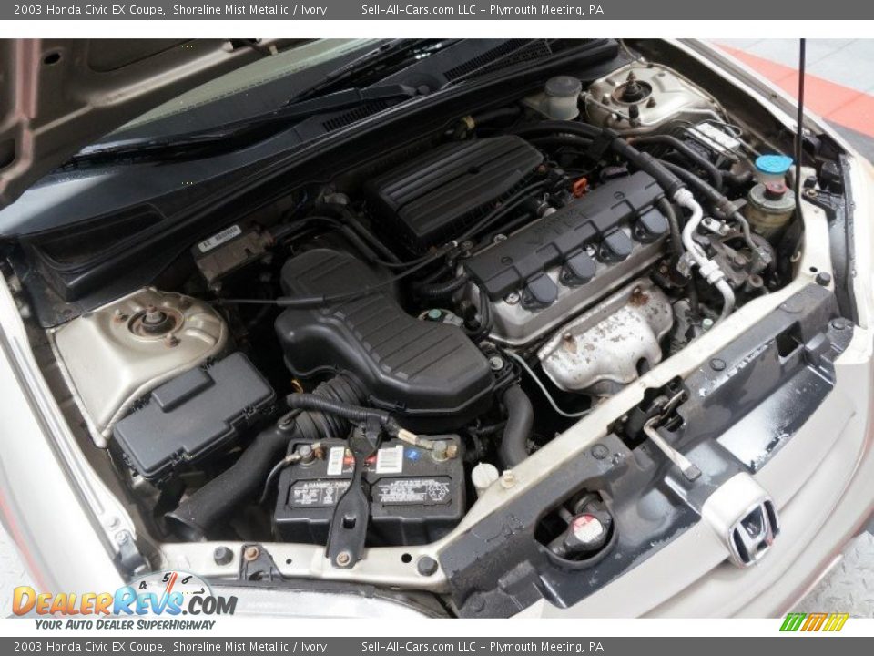 2003 Honda Civic EX Coupe Shoreline Mist Metallic / Ivory Photo #30