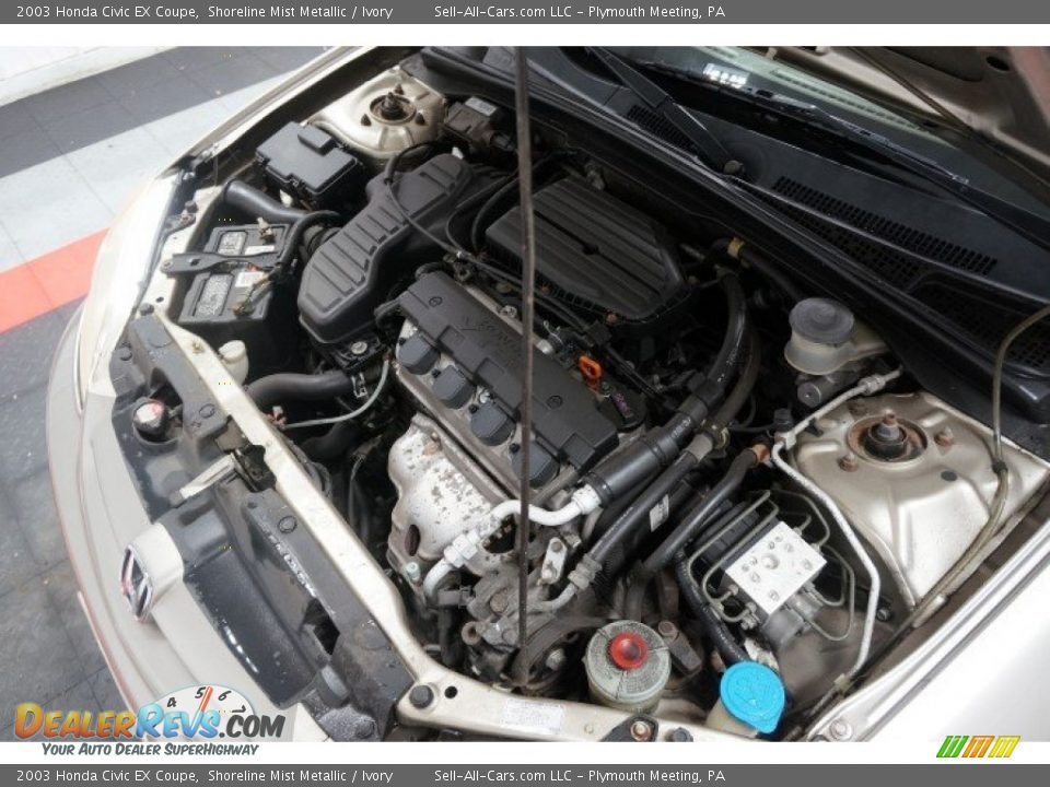 2003 Honda Civic EX Coupe Shoreline Mist Metallic / Ivory Photo #31