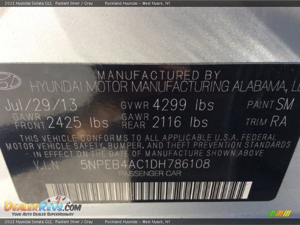 2013 Hyundai Sonata GLS Radiant Silver / Gray Photo #32
