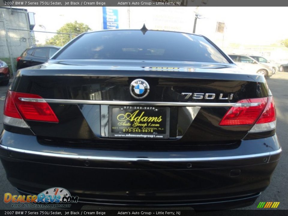 2007 BMW 7 Series 750Li Sedan Jet Black / Cream Beige Photo #6