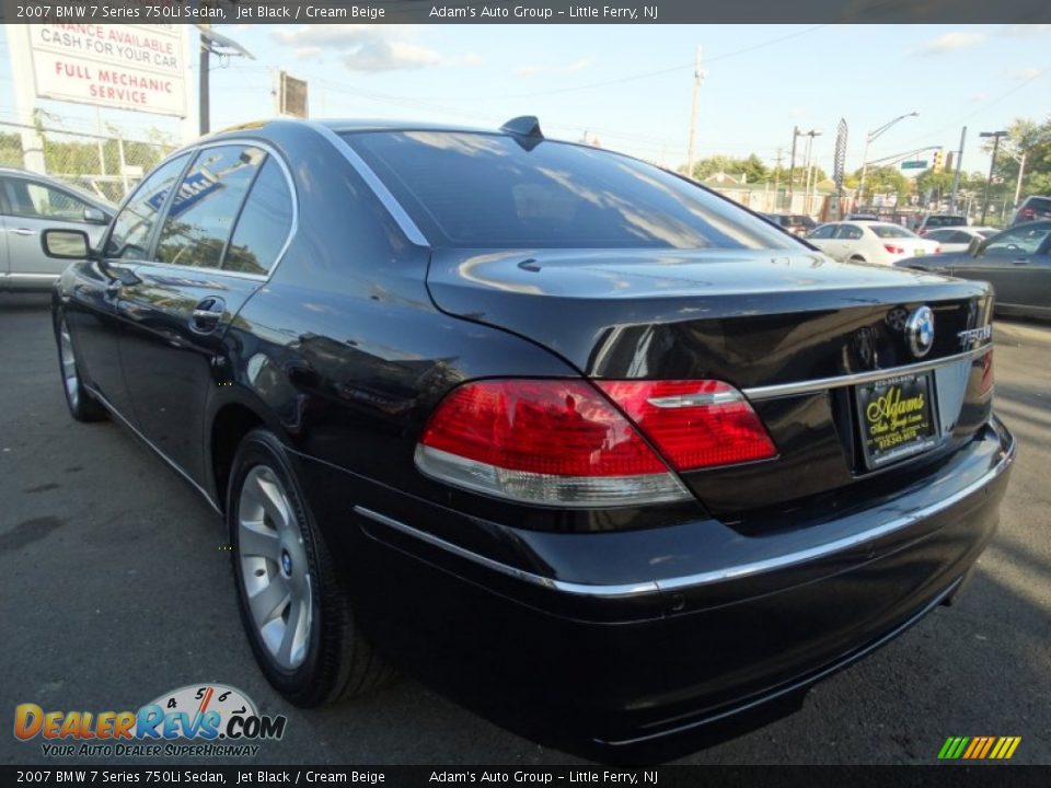2007 BMW 7 Series 750Li Sedan Jet Black / Cream Beige Photo #7