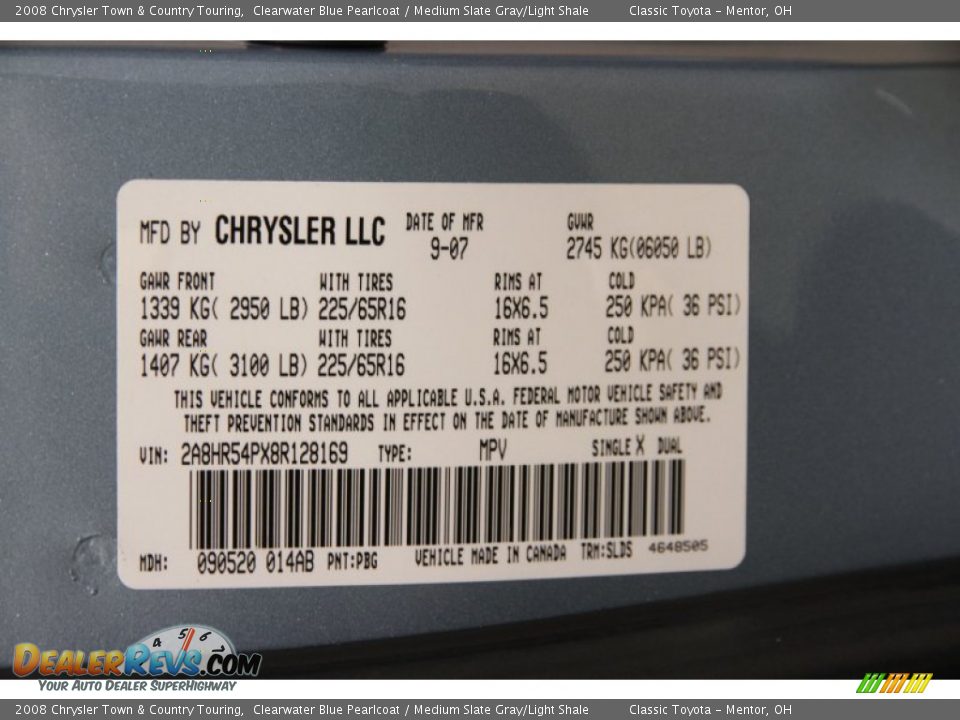 2008 Chrysler Town & Country Touring Clearwater Blue Pearlcoat / Medium Slate Gray/Light Shale Photo #27