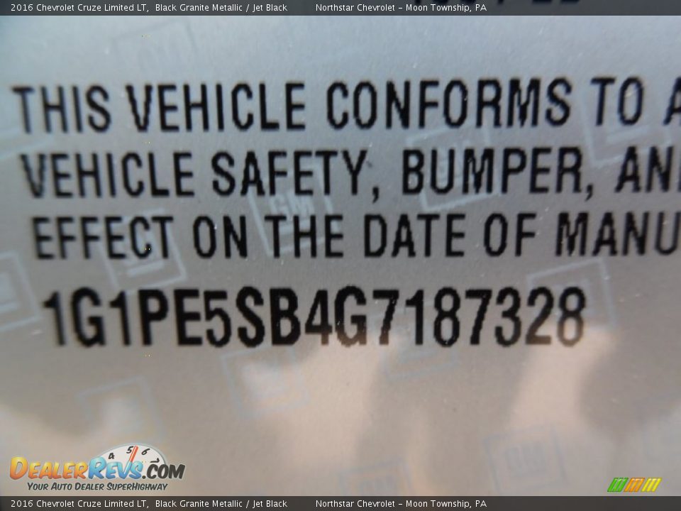 2016 Chevrolet Cruze Limited LT Black Granite Metallic / Jet Black Photo #15