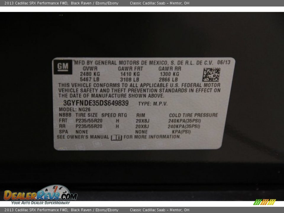 2013 Cadillac SRX Performance FWD Black Raven / Ebony/Ebony Photo #18