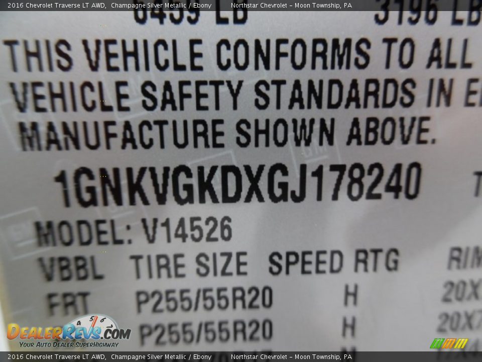 2016 Chevrolet Traverse LT AWD Champagne Silver Metallic / Ebony Photo #15