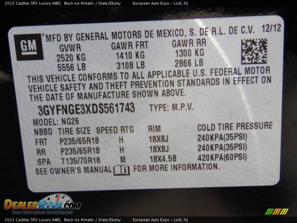 2013 Cadillac SRX Luxury AWD Black Ice Metallic / Shale/Ebony Photo #36