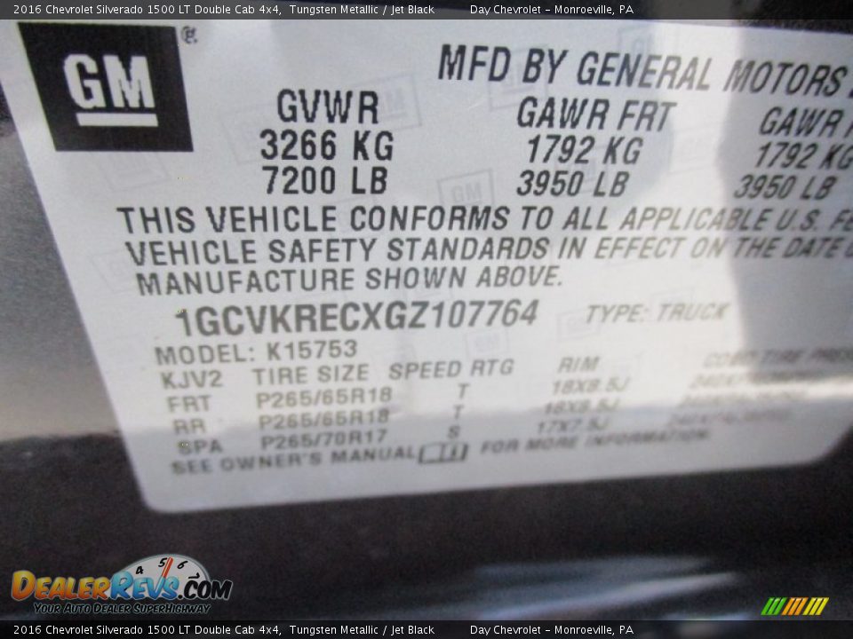 2016 Chevrolet Silverado 1500 LT Double Cab 4x4 Tungsten Metallic / Jet Black Photo #19