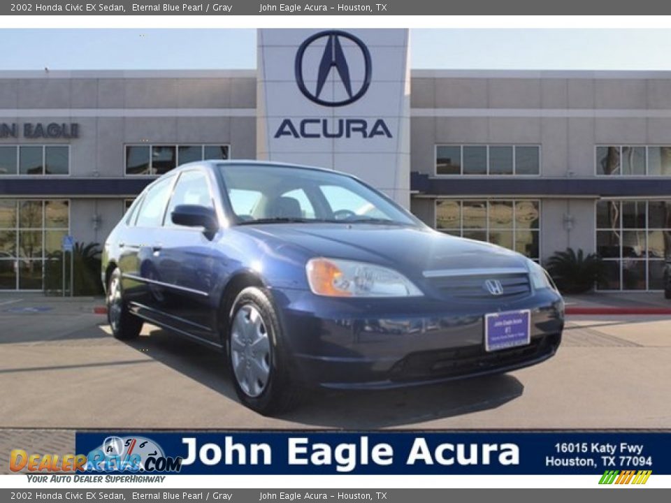 2002 Honda Civic EX Sedan Eternal Blue Pearl / Gray Photo #1